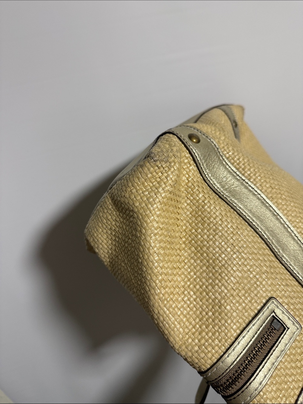 Coach Legacy Vintage Straw Metallic Gold Leather Tote Bag M05K-113 - Picture 5 of 15